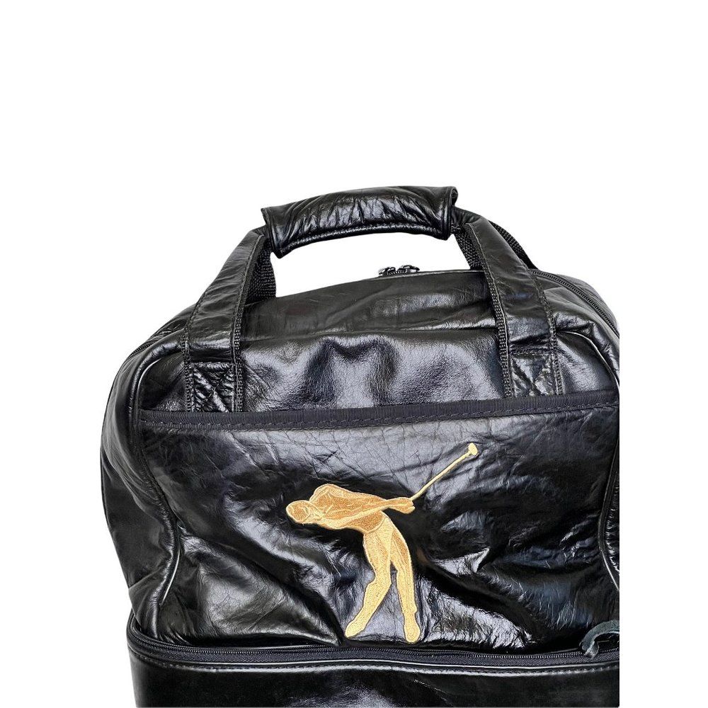 Belding Sports Vintage 1970's Custom Grain Black Leather Golf Gym Tote Bag - Picture 13 of 13